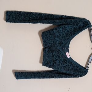 Pink Lily Teal Lace Detail Top